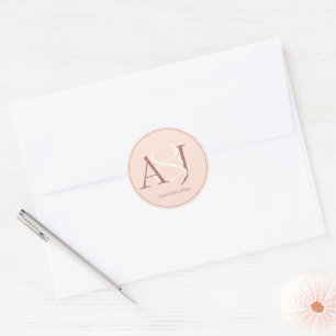 Adesivo Casamento Tons Terrosos Rosa Elegante Monograma
