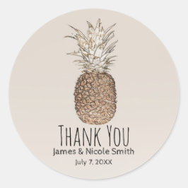 Adesivo Casamento Tropical de Abacaxi Rústico Havaiano