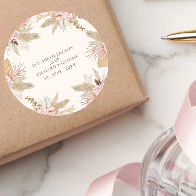 Adesivo Casamento Tropical de Boho Moderno Exótico (Criador carregado)