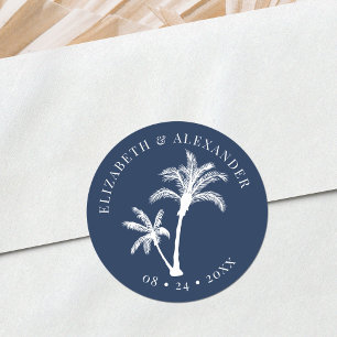 Adesivo Casamento Tropical de Praia marinho Azul Palm