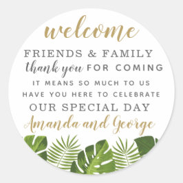 Adesivo Casamento Tropical favorece o obrigado personaliza