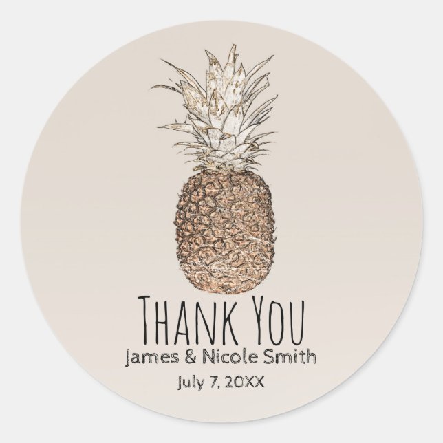Adesivo Casamento Tropical Havaiana Rustic Pineapple (Frente)