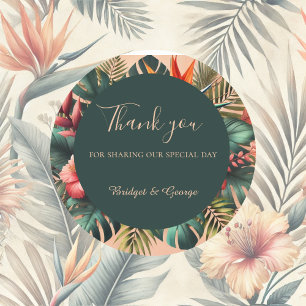 Adesivo Casamento Tropical Havaiano Colorido Obrigado