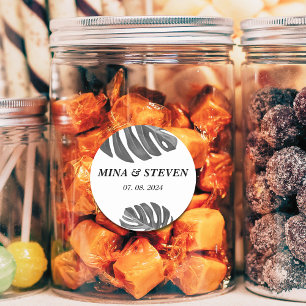 Adesivo casamento tropical preto e branco moderno