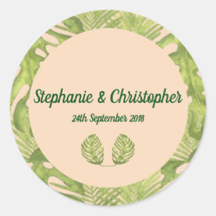 Adesivo Casamento tropical verde e blush