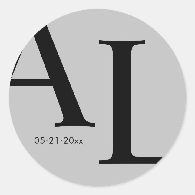 Adesivo casamento ultra-moderno com grandes monogramas (Frente)