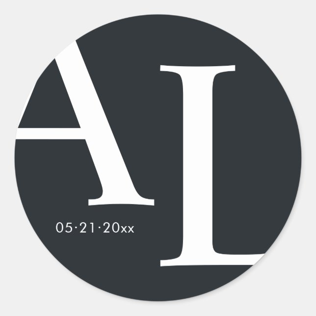 Adesivo casamento ultra-moderno com grandes monogramas (Frente)