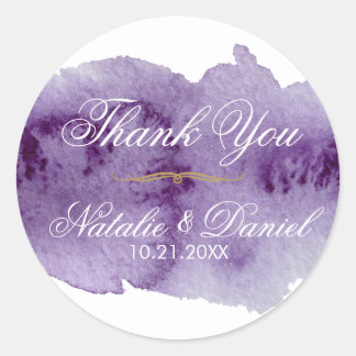 Adesivo Casamento Ultra Violet Watercolor Obrigado