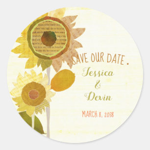 Adesivo Casamento Único de Girassol Salvar a Data
