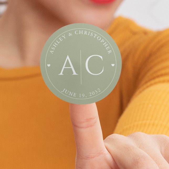 Adesivo Casamento Verde da Elegante Modern Sage (Criador carregado)