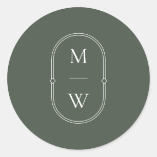 Adesivo Casamento Verde de Monograma Minimalista