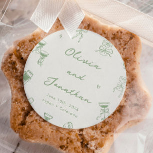 Adesivo Casamento Verde Desenho Mão