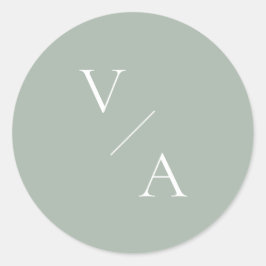 Adesivo Casamento Verde do Elegante Moderno Monograma