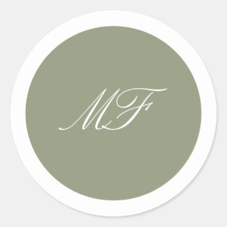 Adesivo Casamento verde do Monograma Clássico com Moldura 