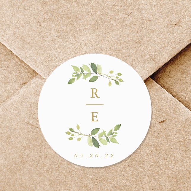 Adesivo Casamento Verde e Dourado Inicial (Criador carregado)