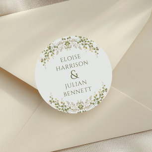 Adesivo Casamento Verde Elegante de Flores Selvagens