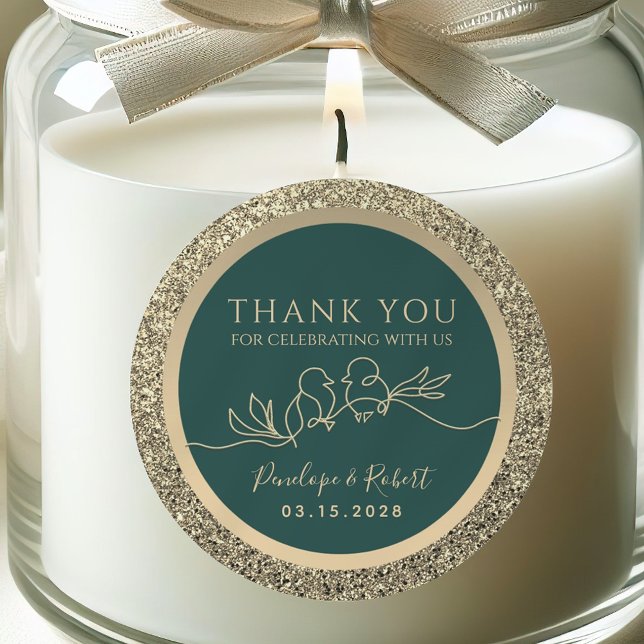 Adesivo Casamento Verde Esmeralda Obrigado (Criador carregado)