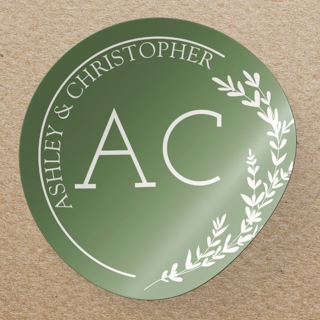 Adesivo Casamento Verde Mudado com Quadro Foliar Moderno (Criador carregado)