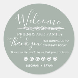 Adesivo Casamento Verde Pálido Obrigado Amigos e Família