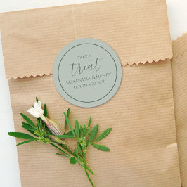 Adesivo Casamento Verde Rótulo de Caligrafia Simples Prese