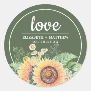 Adesivo Casamento Verde Rustic Sunflower