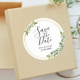 Adesivo Casamento Verde Rustic Wildflower Salvar Data
