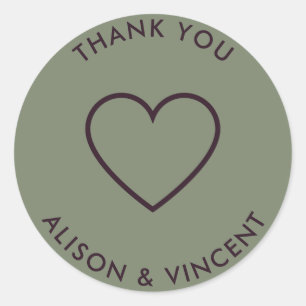 Adesivo Casamento Verde Sage Minimalista Obrigado