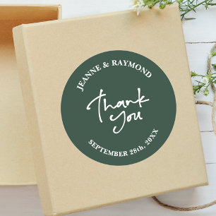 Adesivo Casamento Verde Sage Obrigado Favor da Caligrafia
