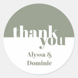 Adesivo Casamento Verde Sage Personalizado Obrigado