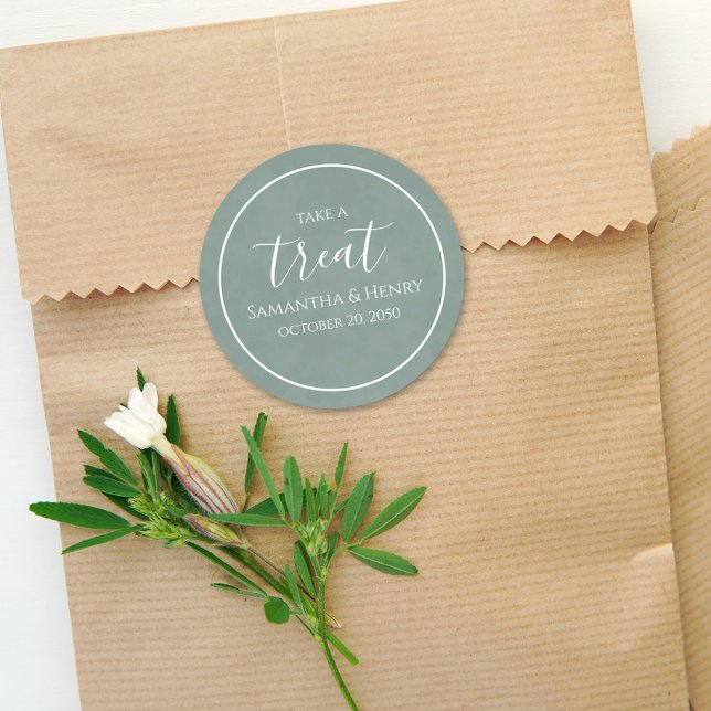Adesivo Casamento Verde Simples Rótulo de Caligrafia para  (Criador carregado)