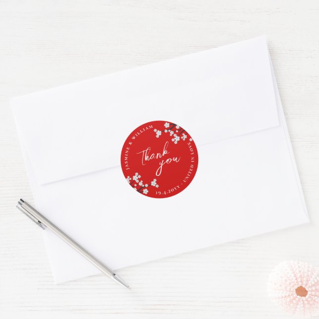 Adesivo Casamento Vermelho Asiático de Cereja Zen Sakura (Envelope)