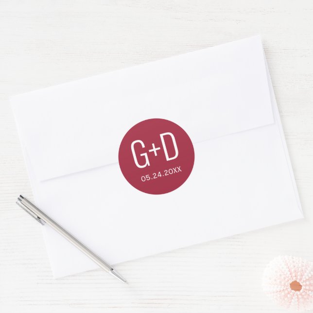 Adesivo Casamento vermelho burgundy, simples e elegante (Envelope)