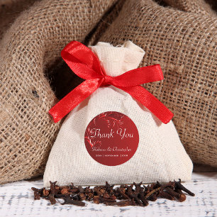 Adesivo Casamento Vermelho Elegante Obrigado