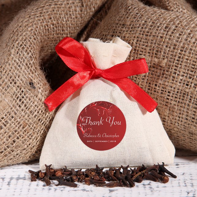 Adesivo Casamento Vermelho Elegante Obrigado (Criador carregado)