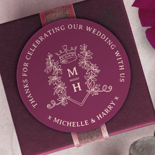 Adesivo Casamento vermelho profundo com folhas desenhadas