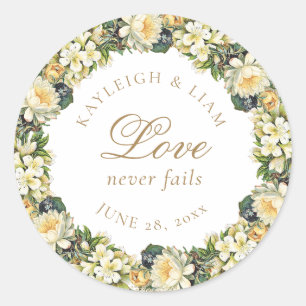 Adesivo Casamento Versículo Bíblico Floral Branco Vintage
