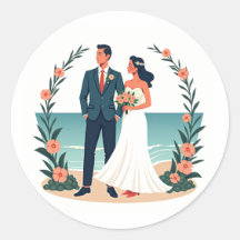 Casamento vintage Beach Sticker