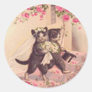 Adesivo Casamento vintage Cats Bride e Groom