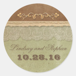 Adesivo Casamento vintage com rendas de marfim