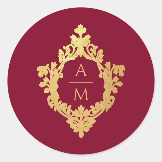 Adesivo Casamento vintage Dourado Burgundy Burgundy (Frente)
