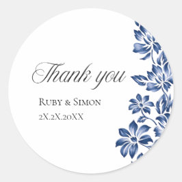 Adesivo Casamento Vintage Floral Azul Elegante