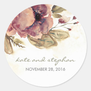 Adesivo Casamento vintage Floral de Aquarela