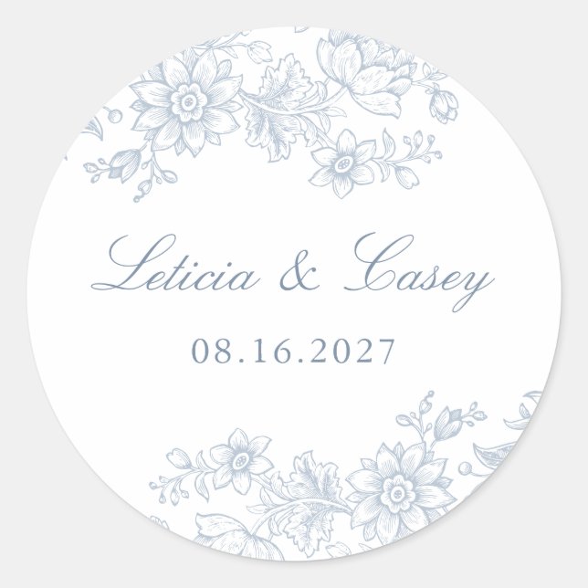 Adesivo Casamento vintage Floral Elegante (Frente)