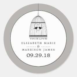 Adesivo Casamento Vintage Heart Birdcage True Love