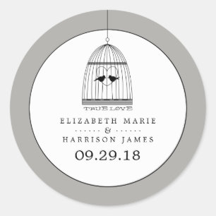 Adesivo Casamento Vintage Heart Birdcage True Love