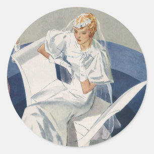 Adesivo Casamento Vintage, Noiva Art Déco Moderna de Meado