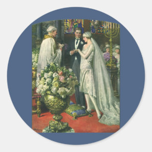 Adesivo Casamento vintage, noiva e noiva com Menorah