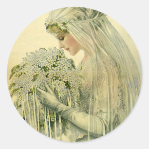 Adesivo Casamento vintage, Retrato de Noiva Vitoriana