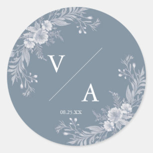 Adesivo Casamento vitoriano em azul com flores brancas