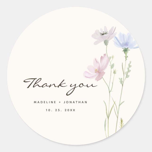Adesivo Casamento Whimsical Wildflower Boho Beige (Frente)